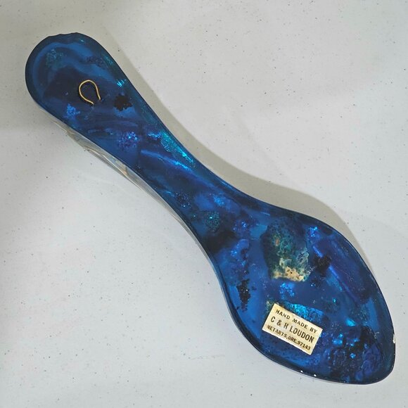 Mid Century Sea Shell Lucite Spoon Wall Art 8.5" vtg Boho 70s kitchen decor flaw - Picture 8 of 11